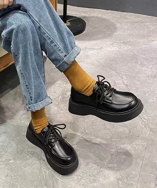 CALIFORNIA OUTFITTERS（カリフォルニア アウトフィッターズ）の「3-11A22 レースアップ ローファー 厚底（ローファー・レディース・ブラック・40/38/39/35/36/37）」の3枚目の写真