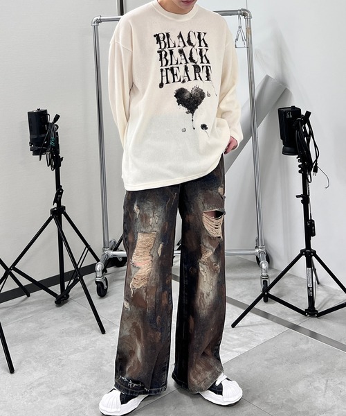 Figments（フィグメンツ）の「BLACK HEARTニット（ニット/セーター・レディース・ホワイト/ブラック・FREE）」の5枚目の写真