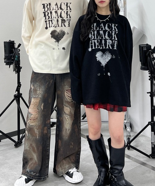 Figments（フィグメンツ）の「BLACK HEARTニット（ニット/セーター・レディース・ホワイト/ブラック・FREE）」の9枚目の写真