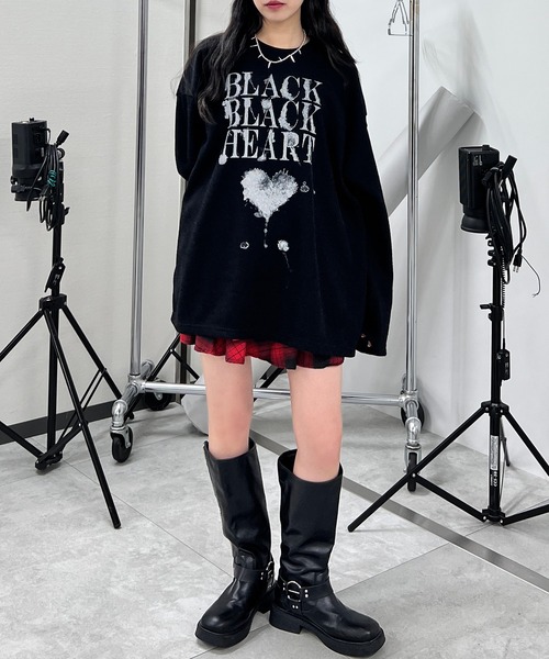 Figments（フィグメンツ）の「BLACK HEARTニット（ニット/セーター・レディース・ホワイト/ブラック・FREE）」の8枚目の写真