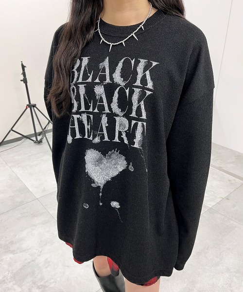 Figments（フィグメンツ）の「BLACK HEARTニット（ニット/セーター・レディース・ホワイト/ブラック・FREE）」の7枚目の写真