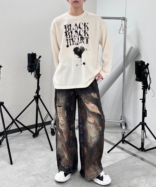 Figments（フィグメンツ）の「BLACK HEARTニット（ニット/セーター・レディース・ホワイト/ブラック・FREE）」の6枚目の写真