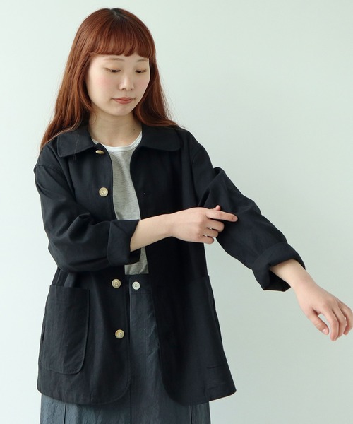 リネン/コットン ナチュラルトリプルワッシャー カバーオール
