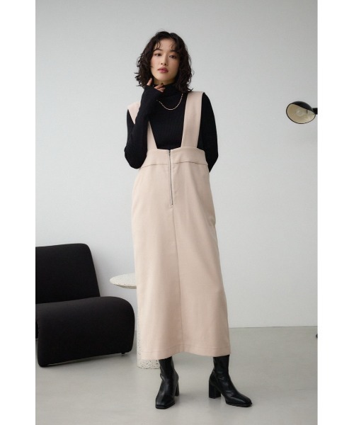 AZUL by moussy(アズールバイマウジー)の「フロントジップジャンパースカート(ワンピース・レディース・ブラック/ライトベージュ・MEDIUM/SMALL)」の17枚目の写真