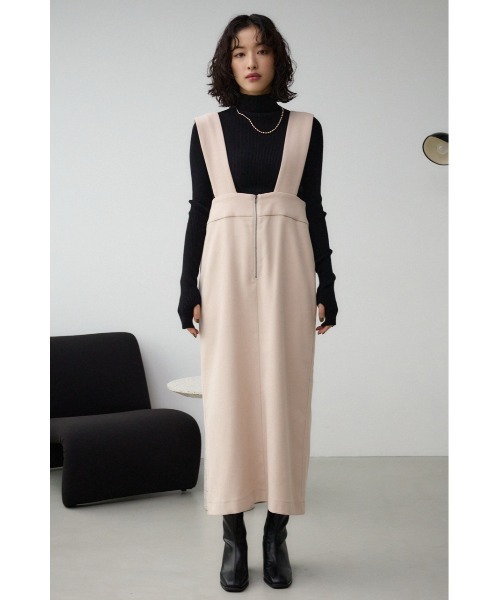 AZUL by moussy(アズールバイマウジー)の「フロントジップジャンパースカート(ワンピース・レディース・ブラック/ライトベージュ・MEDIUM/SMALL)」の18枚目の写真