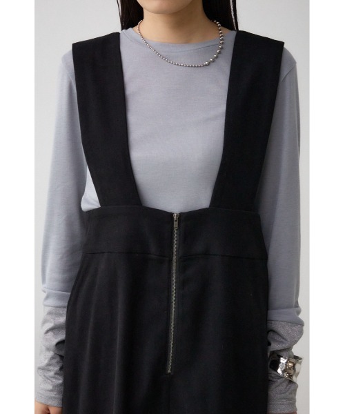 AZUL by moussy(アズールバイマウジー)の「フロントジップジャンパースカート(ワンピース・レディース・ブラック/ライトベージュ・MEDIUM/SMALL)」の9枚目の写真