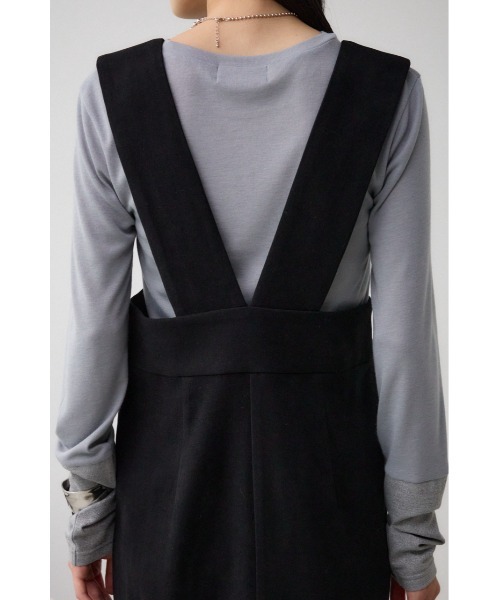 AZUL by moussy(アズールバイマウジー)の「フロントジップジャンパースカート(ワンピース・レディース・ブラック/ライトベージュ・MEDIUM/SMALL)」の10枚目の写真