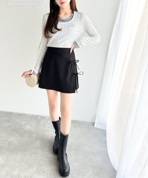 mily bilet(ミウィビレット)の「【mily bilet】華やかな印象をプラス。リボンデザインスコート(スカート・レディース・グレー/ブラック/アイボリー・MEDIUM/SMALL/LARGE/X-LARGE)」の16枚目の写真