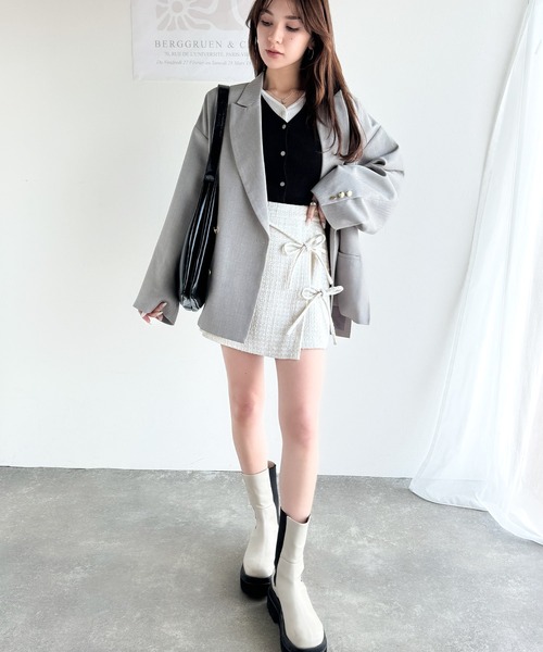 mily bilet(ミウィビレット)の「【mily bilet】華やかな印象をプラス。リボンデザインスコート(スカート・レディース・グレー/ブラック/アイボリー・MEDIUM/SMALL/LARGE/X-LARGE)」の13枚目の写真