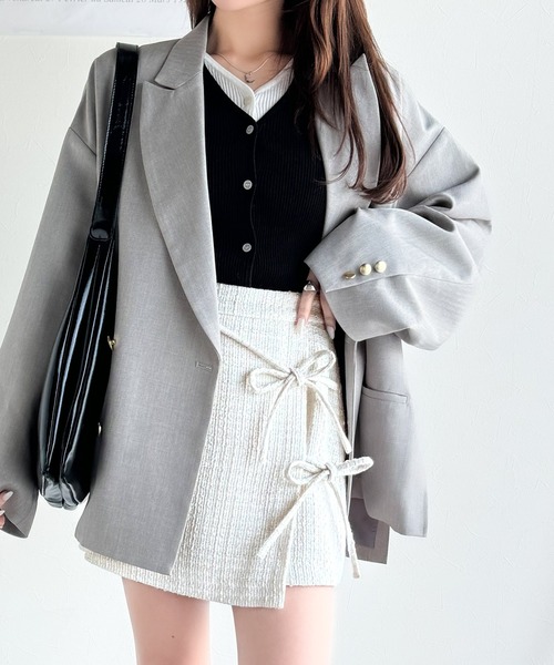 mily bilet(ミウィビレット)の「【mily bilet】華やかな印象をプラス。リボンデザインスコート(スカート・レディース・グレー/ブラック/アイボリー・MEDIUM/SMALL/LARGE/X-LARGE)」の14枚目の写真