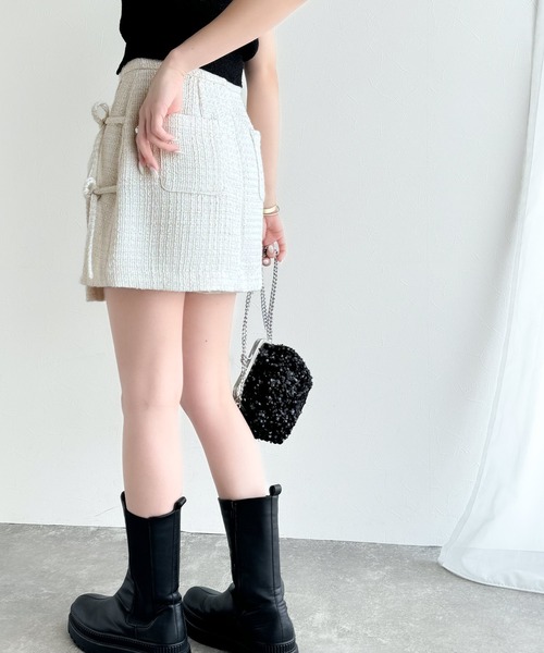 mily bilet(ミウィビレット)の「【mily bilet】華やかな印象をプラス。リボンデザインスコート(スカート・レディース・グレー/ブラック/アイボリー・MEDIUM/SMALL/LARGE/X-LARGE)」の9枚目の写真