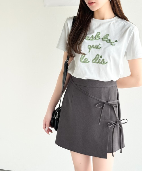 mily bilet(ミウィビレット)の「【mily bilet】華やかな印象をプラス。リボンデザインスコート(スカート・レディース・グレー/ブラック/アイボリー・MEDIUM/SMALL/LARGE/X-LARGE)」の5枚目の写真