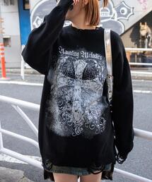 WEGO | WEGO/【24年秋冬新作】クラッシュBIGプリントニットプルオーバー(ニット/セーター)
