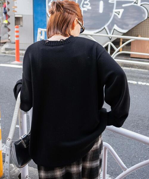 WEGO（ウィゴー）の「WEGO/クラッシュBIGプリントニットプルオーバー（ニット/セーター・レディース・ブラック/スミクロ・FREE）」の10枚目の写真