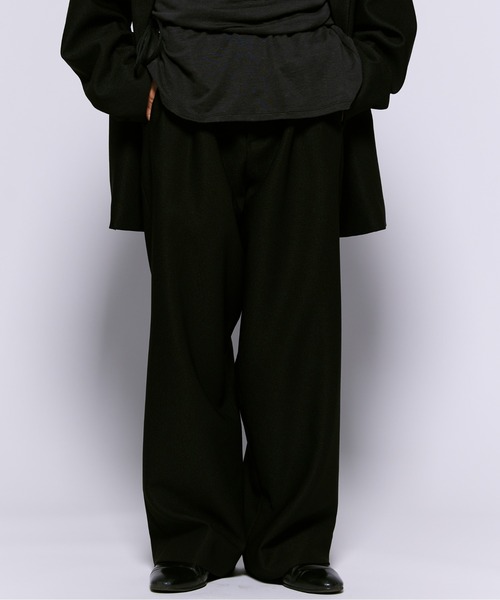 THE BOLDMAN/ツータックピーチスキンスラックス【ブラック】　Lサイズ ワンフォークロージング 1111clothing スラックス メンズ 大きい