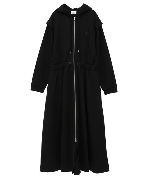 converse tokyo フード付きロングワンピース グレー 新品タグ付き CONVERSE TOKYO（コンバーストウキョウ）の「WAIST CORD HOODIE