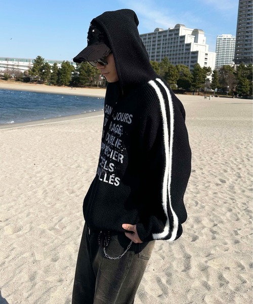 sedacle(セダクル)の「フロントロゴダブルジップニットパーカー(パーカー・メンズ・ブラック/ベージュ/ブルー・LARGE/MEDIUM/SMALL)」の21枚目の写真