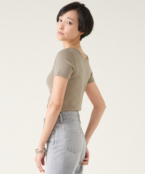 martinique(マルティニーク)の「《定番》フライスTシャツ(Tシャツ/カットソー・レディース・カーキ/ネイビー/ホワイト/クリーム/ブラック・FREE)」の6枚目の写真