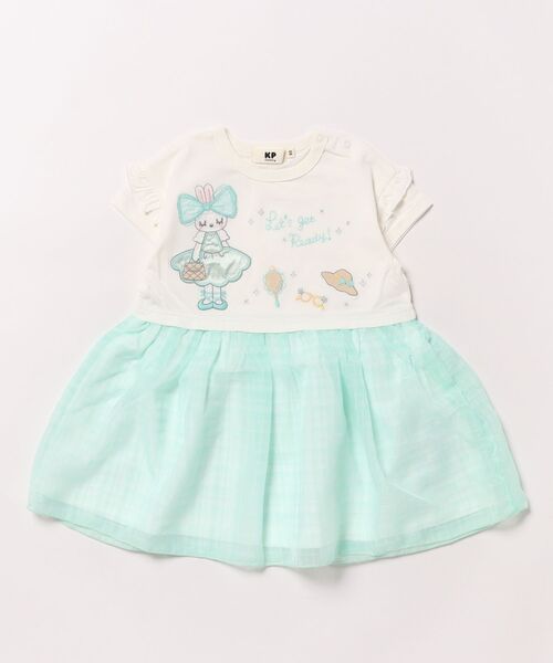 KP(ケーピー)の「mimiチェックシフォンワンピース(80~140)(ワンピース・キッズ・ミント/ピンク・90cm/100cm/110cm/120cm/130cm)」の1枚目の写真