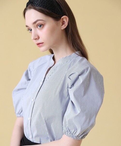 ANAYI(アナイ)の「ストレッチブロードタック ブラウス(シャツ/ブラウス・レディース・ネイビー/ホワイト・36/38)」の7枚目の写真