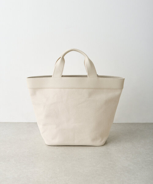 ゆなダミエ・キャンバス トートバッグ ホワイト セール】《NOTHING WRITTEN》レザーコンビキャンバストートバッグ