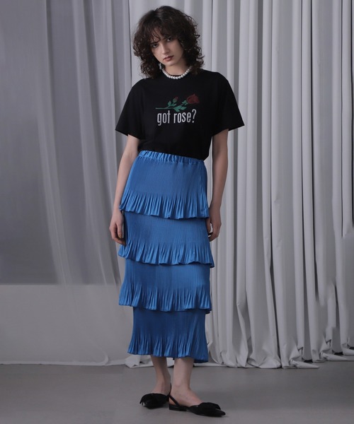 ROSE BUD(ローズバッド)の「GOT ROSE Tシャツ(Tシャツ/カットソー・レディース・ホワイト/ブラック・ONE SIZE)」の17枚目の写真