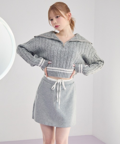 TITTY&CO.（ティティーアンドコー）の「カジュアルドローストリングスカート（スカート・レディース・グレー/ブラック/ベージュ・FREE）」の4枚目の写真