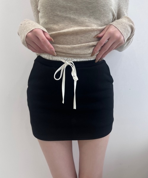 TITTY&CO.（ティティーアンドコー）の「カジュアルドローストリングスカート（スカート・レディース・グレー/ブラック/ベージュ・FREE）」の12枚目の写真