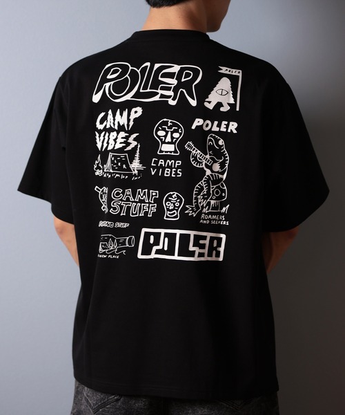 POLeR（ポーラー）の「【ムラサキスポーツ限定】POLER/ポーラー 半袖Tシャツ ビッグシルエット 吸湿速乾 259MCV0017（Tシャツ/カットソー・メンズ・ブラック/グレイッシュベージュ/ホワイト・M/L/XL）」の2枚目の写真