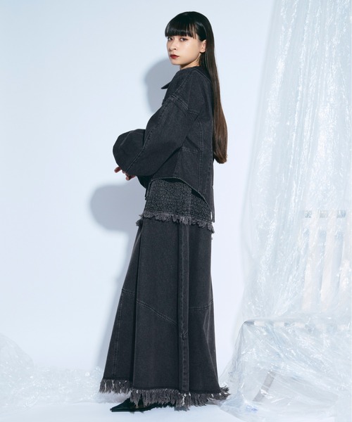 Ezick（エジック）の「lady mode デニムジャケット（デニムジャケット・レディース・ブラック/グレー・FREE）」の16枚目の写真