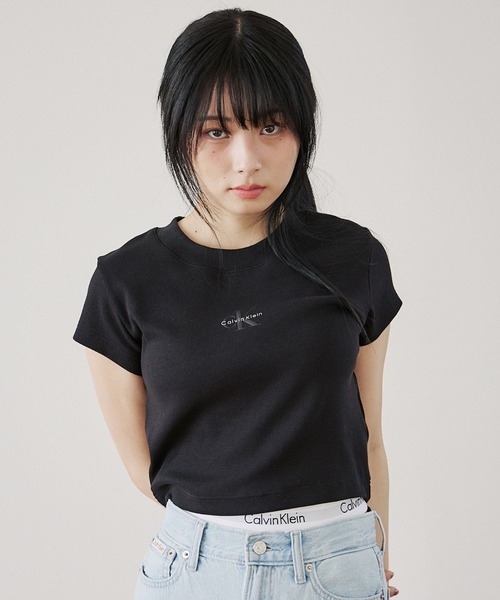   モノグラムベイビーTシャツ 黒 モノグラム ベイビーTシャツ（Tシャツ/カットソー）｜Calvin