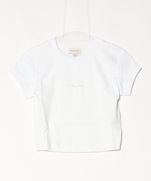 Calvin Klein(カルバン・クライン)の「モノグラム ベイビーTシャツ(Tシャツ/カットソー・レディース・ベージュ/ブルー/ライトグリーン/ブルー系その他/ブラック/ホワイト/アイボリー/ピンク系その他・XXS/S/XS/M/L)」の16枚目の写真