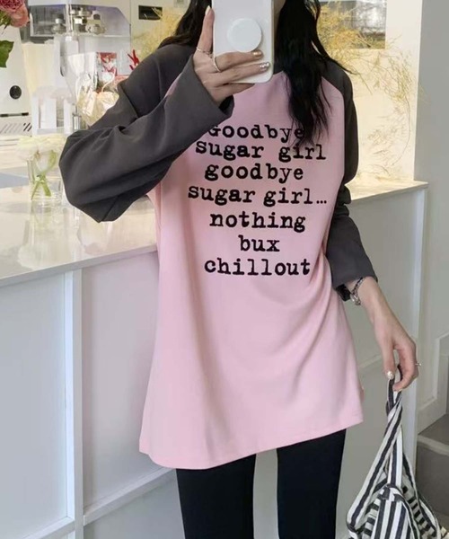 aimoha(アイモハ)の「プリントラグラン長袖Tシャツ(チュニック・レディース・ホワイト/ピンク/パープル/ベージュ・FREE)」の15枚目の写真