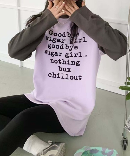 aimoha(アイモハ)の「プリントラグラン長袖Tシャツ(チュニック・レディース・ホワイト/ピンク/パープル/ベージュ・FREE)」の18枚目の写真