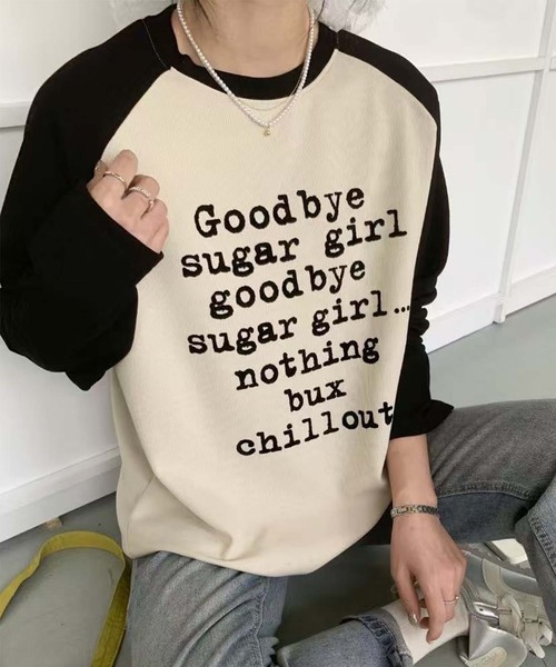 aimoha(アイモハ)の「プリントラグラン長袖Tシャツ(チュニック・レディース・ホワイト/ピンク/パープル/ベージュ・FREE)」の10枚目の写真