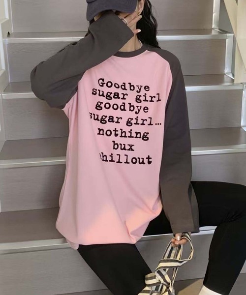 aimoha(アイモハ)の「プリントラグラン長袖Tシャツ(チュニック・レディース・ホワイト/ピンク/パープル/ベージュ・FREE)」の17枚目の写真
