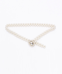 ビジューバックル　パールゴムベルト