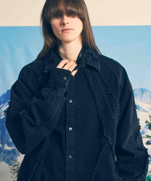 MAISON SPECIAL(メゾンスペシャル)の「《UNISEX》Cut Off Denim Prime-Over Alien Shirt/カットオフデニムプライムオーバーエイリアンシャツ【MAISON SPECIAL/メゾンスペシャル】(シャツ/ブラウス・メンズ・ブラック/グレー/ライトグレー・1/2)」の16枚目の写真