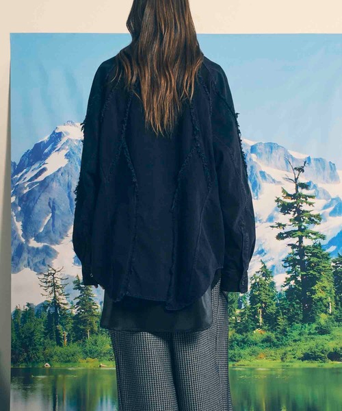 MAISON SPECIAL(メゾンスペシャル)の「《UNISEX》Cut Off Denim Prime-Over Alien Shirt/カットオフデニムプライムオーバーエイリアンシャツ【MAISON SPECIAL/メゾンスペシャル】(シャツ/ブラウス・メンズ・ブラック/グレー/ライトグレー・1/2)」の14枚目の写真