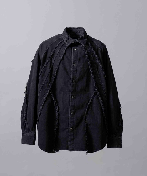 MAISON SPECIAL(メゾンスペシャル)の「《UNISEX》Cut Off Denim Prime-Over Alien Shirt/カットオフデニムプライムオーバーエイリアンシャツ【MAISON SPECIAL/メゾンスペシャル】(シャツ/ブラウス・メンズ・ブラック/グレー/ライトグレー・1/2)」の7枚目の写真