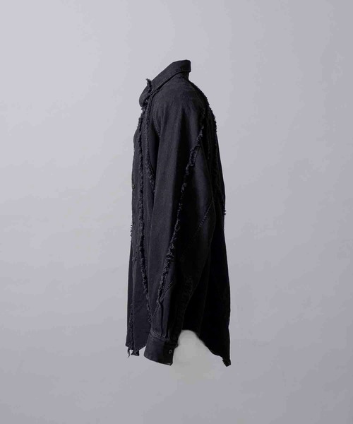 MAISON SPECIAL(メゾンスペシャル)の「《UNISEX》Cut Off Denim Prime-Over Alien Shirt/カットオフデニムプライムオーバーエイリアンシャツ【MAISON SPECIAL/メゾンスペシャル】(シャツ/ブラウス・メンズ・ブラック/グレー/ライトグレー・1/2)」の8枚目の写真