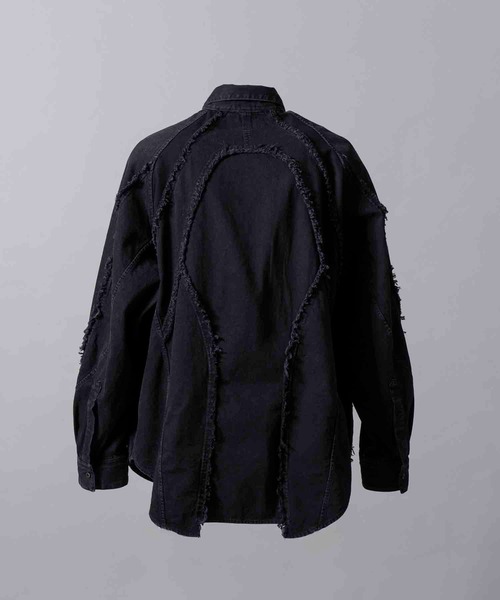MAISON SPECIAL(メゾンスペシャル)の「《UNISEX》Cut Off Denim Prime-Over Alien Shirt/カットオフデニムプライムオーバーエイリアンシャツ【MAISON SPECIAL/メゾンスペシャル】(シャツ/ブラウス・メンズ・ブラック/グレー/ライトグレー・1/2)」の9枚目の写真