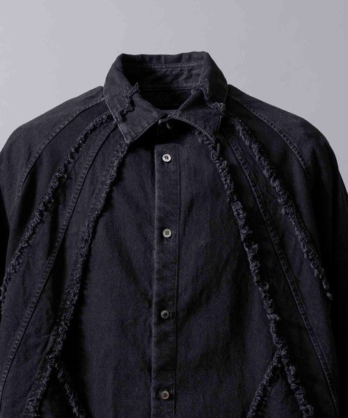 MAISON SPECIAL(メゾンスペシャル)の「《UNISEX》Cut Off Denim Prime-Over Alien Shirt/カットオフデニムプライムオーバーエイリアンシャツ【MAISON SPECIAL/メゾンスペシャル】(シャツ/ブラウス・メンズ・ブラック/グレー/ライトグレー・1/2)」の10枚目の写真