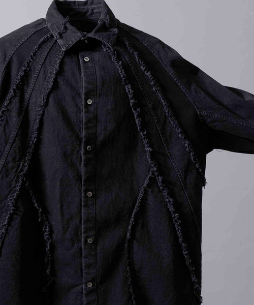 MAISON SPECIAL(メゾンスペシャル)の「《UNISEX》Cut Off Denim Prime-Over Alien Shirt/カットオフデニムプライムオーバーエイリアンシャツ【MAISON SPECIAL/メゾンスペシャル】(シャツ/ブラウス・メンズ・ブラック/グレー/ライトグレー・1/2)」の11枚目の写真
