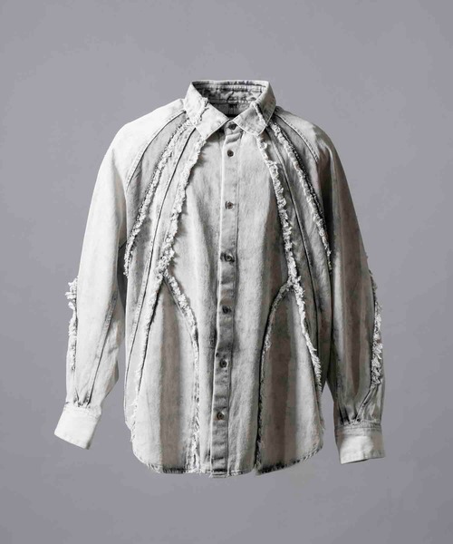 MAISON SPECIAL(メゾンスペシャル)の「《UNISEX》Cut Off Denim Prime-Over Alien Shirt/カットオフデニムプライムオーバーエイリアンシャツ【MAISON SPECIAL/メゾンスペシャル】(シャツ/ブラウス・メンズ・ブラック/グレー/ライトグレー・1/2)」の6枚目の写真