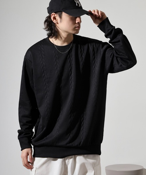 FUNALIVE(ファンアライブ)の「膨れジャガード 無地 長袖Tシャツ(Tシャツ/カットソー・メンズ・ホワイト/グレー/ブラック・L/LL/M)」の10枚目の写真