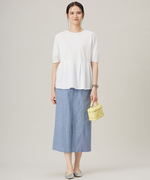 自由区（ジユウク）の「ハイツイストポンチペプラム カットソー（Tシャツ/カットソー・レディース・ダルブルー系/ライトグレー系/ネイビー系/アイボリー系・44/46）」の11枚目の写真