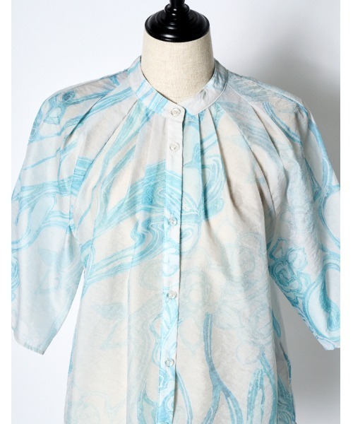 RUMCHE（ラムシェ）の「Marble Grace Sheer Blouse / マーブルグレースシアーブラウス（シャツ/ブラウス・レディース・ブルー・FREE）」の7枚目の写真