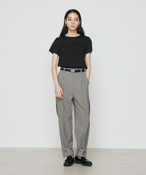 COMME CA（コムサ）の「アルビ二スタスムース強シルケット プルオーバー/半袖（Tシャツ/カットソー・レディース・ブラック/キャメル/ホワイト・9号/11号）」の12枚目の写真