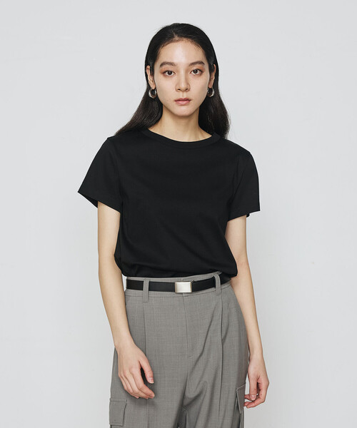 COMME CA（コムサ）の「アルビ二スタスムース強シルケット プルオーバー/半袖（Tシャツ/カットソー・レディース・ブラック/キャメル/ホワイト・9号/11号）」の15枚目の写真